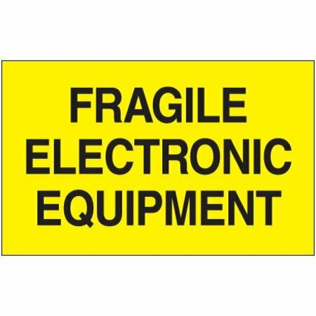 BSC PREFERRED 3 x 5'' - ''Fragile Electronic Equipment'' Fluorescent Yellow Labels S-6167